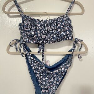 Xhilaration Floral Bikini Set - Blue and Pink